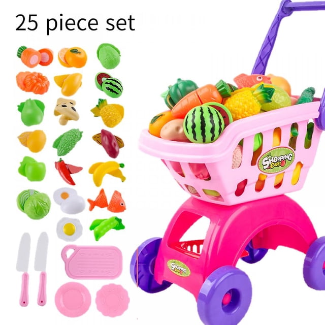 Carrito de compras para niños Feliz Carrito de supermercado de juguete juguete de regalo ideal para niñas Sencillez