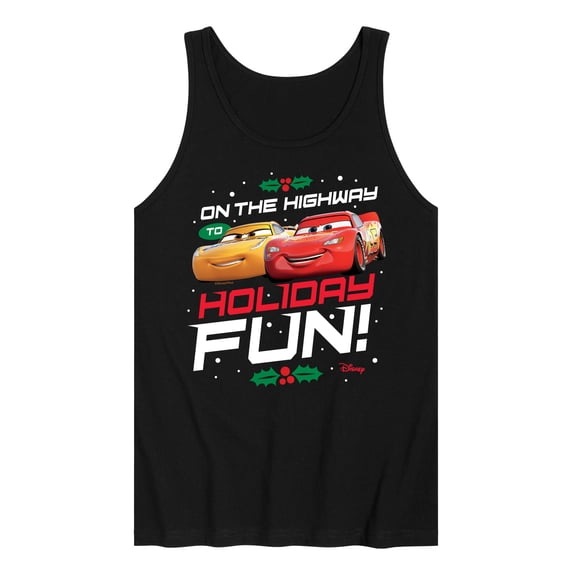 Disney Cars - Christmas - On The Highway To Holiday Fun - Men's Jersey Tank Top