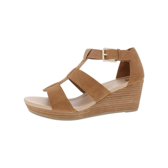 Dr. Scholl's Shoes Womens Barton Faux Leather Snake Print Wedge Sandals