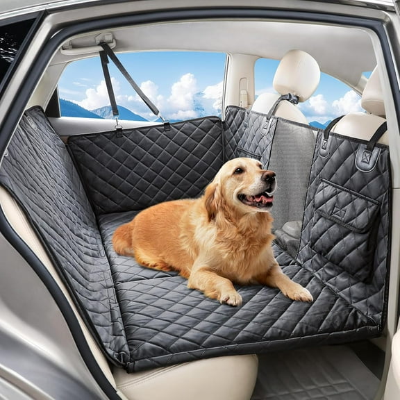 Back Seat Extender for Dogs - Upgraded Anti-Scratch PU Leather, Hard Bottom Dog Car Seat Cover, Waterproof Dog Car Hammock, Backseat Pet Protector, Detachable Seat Covers for Car, SUV, Truck