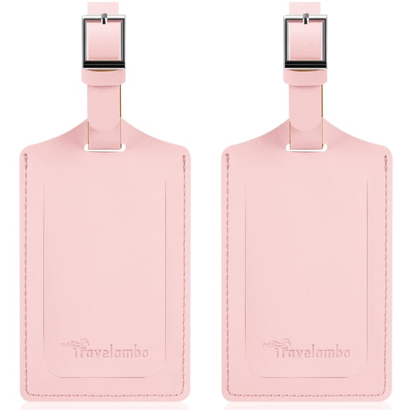 Etiquetas de equipaje Travelambo de piel sintética Privacy, paquete de 2, color rosa claro