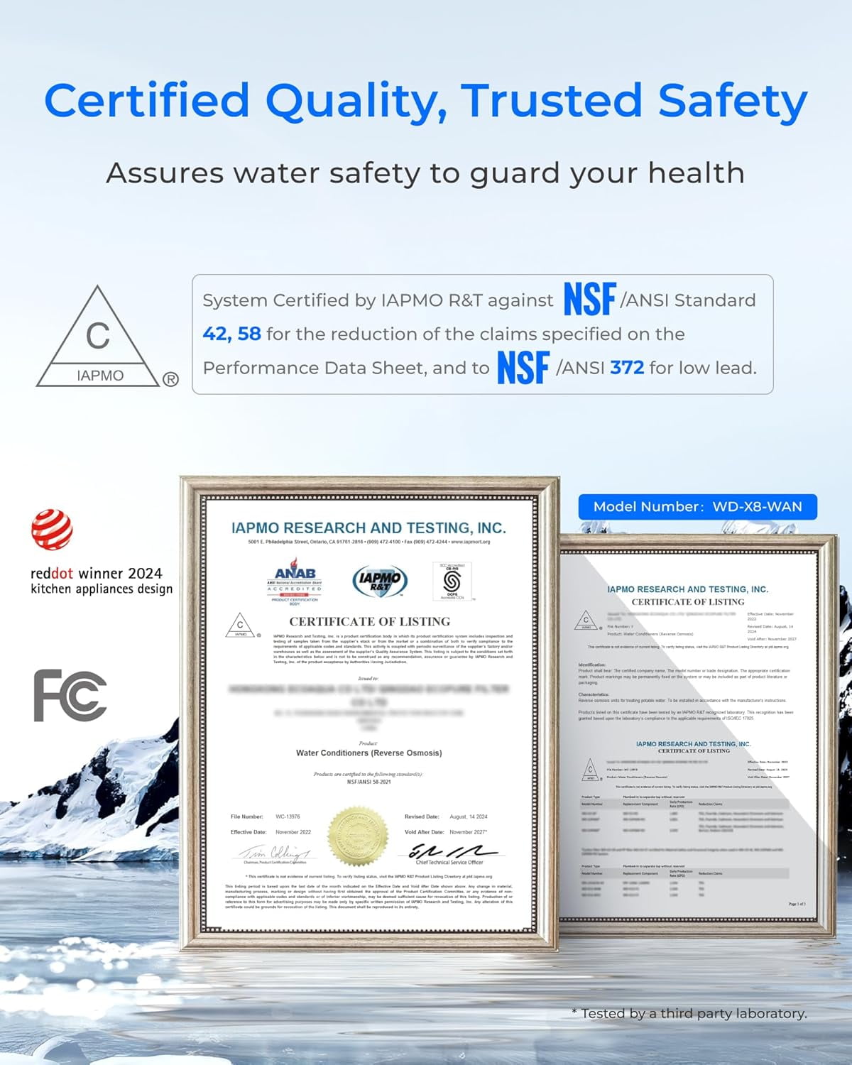 Waterdrop X8-Alkaline Mineral pH+ Tankless Reverse Osmosis System, NSF/ANSI 42&58&372 Certified, 800 GPD RO Water Filter, 10-Stage Filtration UnderSink RO System, 2:1 Pure to Drain, BPA Free