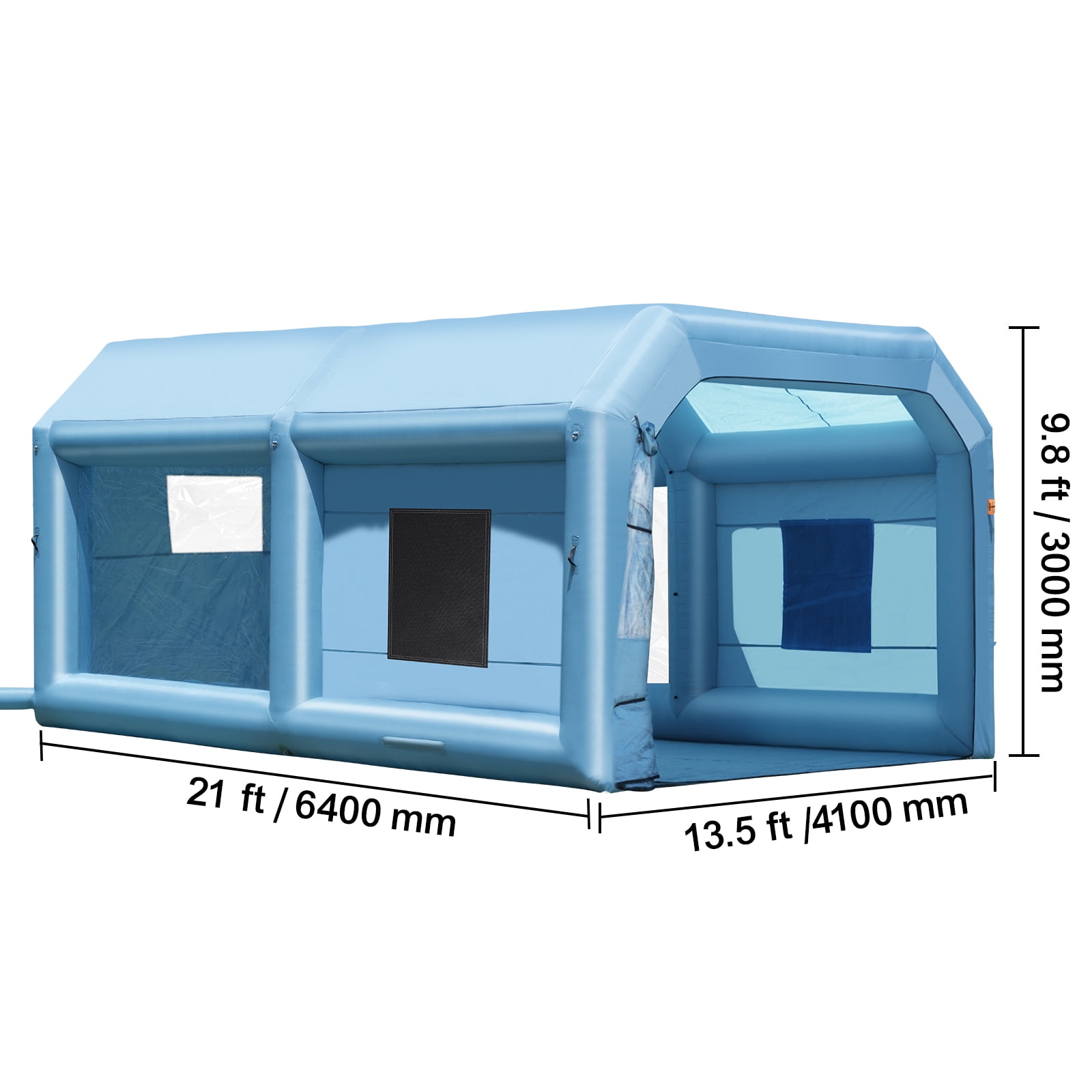 KFFKFF Inflatable Paint Booth, 21x13.5x9.8 ft, Includes 1100W Blower & Filtration System, Ideal for Mid-Size Vehicles & Bulky Furniture