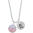 thumbnail image 1 of Delight Jewelry Silvertone Domed Multi Color LVN Silvertone Script Initial Disc - Q - Charm Necklace, 20"+3", 1 of 4