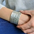 thumbnail image 3 of 81stgeneration Women's 999 Pure Silver Karen Hill Tribe Patterned Cuff Adjustable Bangle Bracelet, 3 of 6