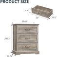 thumbnail image 2 of FANRAL Nightstand Set of 2,3 Drawer Farmhouse Nightstands,Wooden Bedside Table Pair with Anti-Tip Safety,Storage End Tables for Bedroom,Gray Night Stand, 2 of 6
