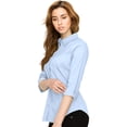 thumbnail image 4 of Made by Johnny Women's 3/4 Sleeve Tailored Button Down Shirts S DUSTY_BLUE, 4 of 6