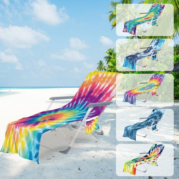 Isvgxsz 2024 New Travel Essentials Beach Chair Cover with Side Pockets,Microfiber Chaise Chair Towel Cover for Sun Lounger Pool Sunbathing Garden Beach Hotel,Easy to Carry Around