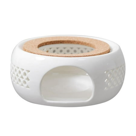

TureClos Teapot Warmer Porcelain Coffee Pot Heater Teapot Base with Cork Stand Tea Coffee Water Warmer