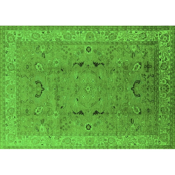 Ahgly Company Indoor Rectangle Oriental Green Traditional Area Rugs, 4' x 6'