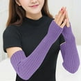 thumbnail image 2 of Caywon Long Fingerless Gloves for Women Knit Arm Warmers Thumb Hole Stretchy Gloves Cold Weather Gloves Soft and Breathable, 2 of 4