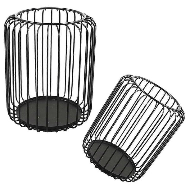 Black Iron Metal Candle Holder for Desktop Decor Vintage Style Tea Light Holder Set of 2
