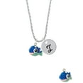 thumbnail image 2 of Delight Jewelry Resin Blue Fish with Pink Polka Dots Silvertone Script Initial Disc - I - Charm Necklace, 20"+3", 2 of 4