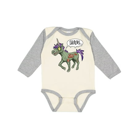 

Inktastic Zombie unicorns wants grains- Halloween Boys or Girls Long Sleeve Baby Bodysuit