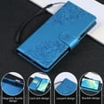 thumbnail image 5 of ELEHOLD Case for Samsung Galaxy A16 5G, Flower Embossed Flip Leather Wallet Phone Case with 3 Card Slots & Wrist Strap,Blue, 5 of 8