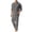 #229-Gray, variant on Kakii Men's Linen Lounge Set, Long Sleeve Stand Collar Shirt & Drawstring Pants Matching Outfit, Relaxed Two-Piece