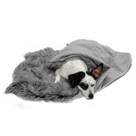 UPC: 0842229126785 | FurHaven Pet Products Long Faux Fur & Velvet Water-Repellent Pet Blanket for Dogs & Cats – Gray Medium