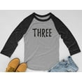 thumbnail image 4 of 3rd Birthday Gift For 3 Year Old Child 3/4 Sleeve Baseball Jersey Toddler Shirt 5T Dark Gray, 4 of 6
