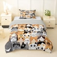 thumbnail image 2 of jejeloiu Cute Cat Pattern Twin Comforter Sets Kids,Colorful Pet Print Bedding Set,Reversible,2-Piece, 2 of 8