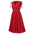 thumbnail image 3 of Gspmoly Robes pour Femmes, Robe d'Été Sans Manches Plissée pour Femmes Aguichant à Col en V, Robe Occidentale, Robes de Vacances pour Femmes Offres du Jour, 3 of 6