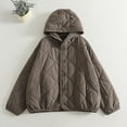 thumbnail image 2 of Xdegoge Lightweight Barn Jackets for Women Hooded Button Down Jacket Casual Quilted Padded Coat Fashion Fall Winter Loose Warm Coats with Pockets, 2 of 7