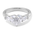 thumbnail image 3 of Blue Jewel 1.9 Ct VVS1/D Heart Cut Lab Created Simulated Diamond Ring - 14K White Gold Plated Ring for Women's - 3 Stone Engagement Wedding Rings for Her - Engagement Wedding Trilogy Ring for Women's, 3 of 9