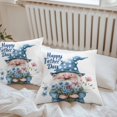 thumbnail image 7 of Waterproof Throw Pillow Covers Set of 2, 20x20 Inch Happy Father's Day Decorative Pillowcases Outdoor Pillow Slip Cushion Covers Set for Couch Tent Blue Gnomes Floral Botanical, 7 of 7