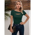 thumbnail image 3 of Womens Cutout Tops Fashion Sexy Short Sleeve Lightweight Slim Fitted Tops Tshirts, 3 of 7