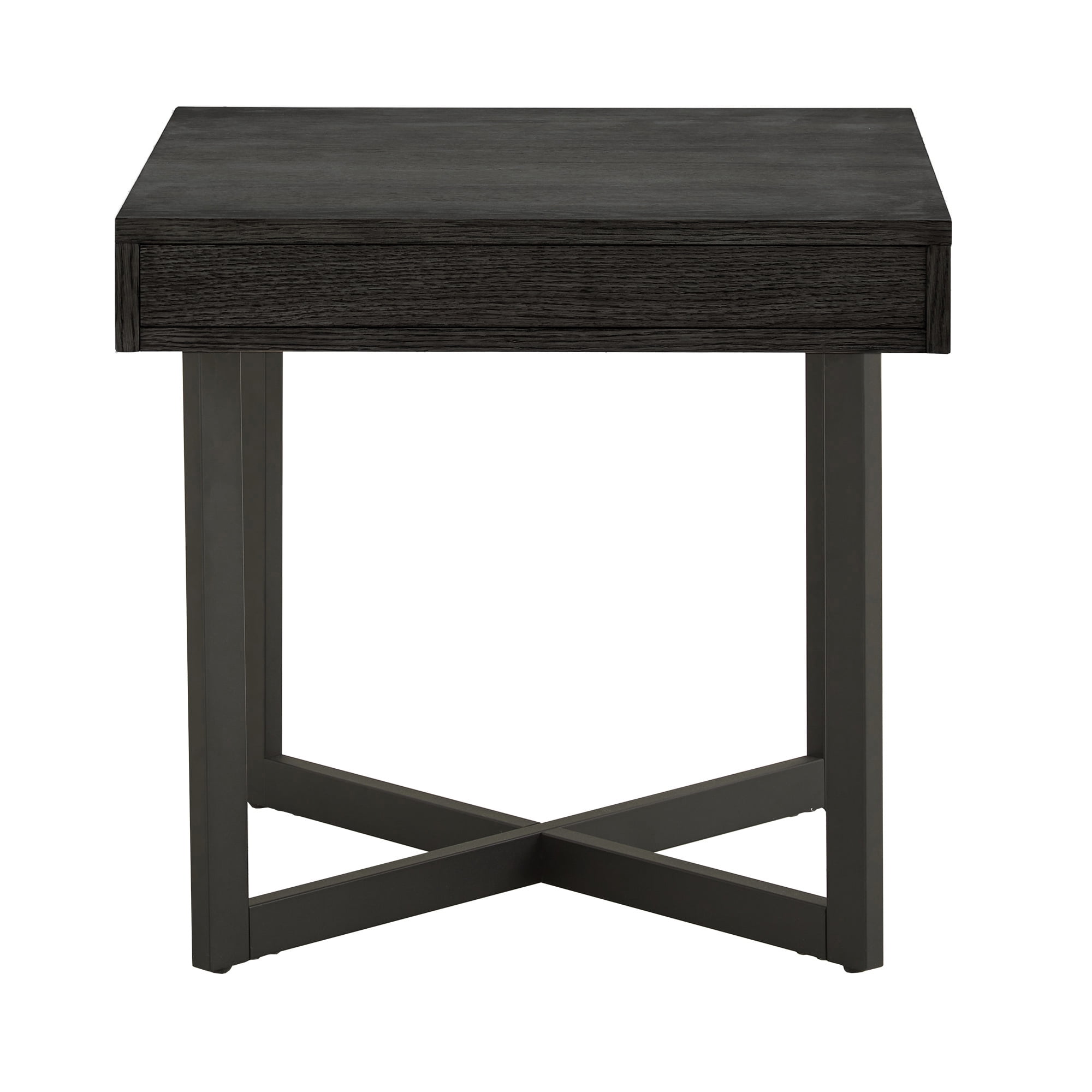Weston Home Nadian Wood and Metal End Table with Drawer in Brown and Black