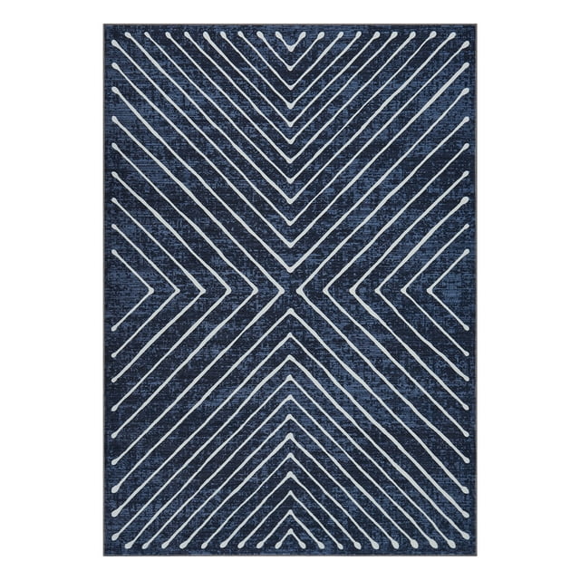 Ultra Soft Modern Striped Area Rug - Machine Washable Non Slip Low Pile Carpet - Symmetrical Pattern Floor Rug for Living Room Bedroom Dining Room Nursery Office - Spot Resistant Collapsible Design