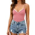 thumbnail image 3 of Women Cute Deep V Neck Sleeveless Fitted Basic Tank Tops Women Adjustable spaghetti strap Y2K Tank Top Cami Summer Soft Lightweight Shirts Daily Beach Vacation Outfits, Watermelon Red S, 3 of 6