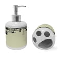 thumbnail image 2 of Ambesonne Vintage Soap Dispenser & Toothbrush Holder Set, Diamonds Forks Spoons, 2 Pcs, Avocado Green Black, 2 of 6