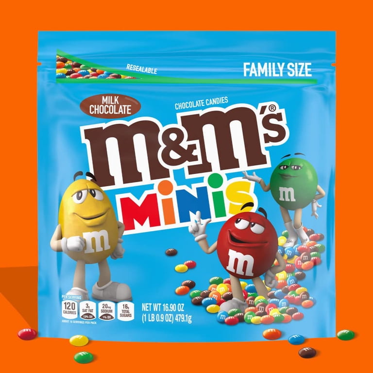 2X - M&M,S Minis Milk Chocolate Candy, Family Size, 16.9 Oz