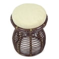 thumbnail image 4 of Milan Handmade Natural Rattan Wicker Ottoman Stool Vanity Bedroom Fully Assembled, Dark Brown, 4 of 7