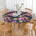 thumbnail image 3 of Pioneer Flower Floral Print Pattern Round Fitted Tablecloth with Elastic Edge,Dining Table Cover Waterproof,Outdoor Round Tablecloth for Camping,Dining,Indoor and Outdoor, 3 of 7