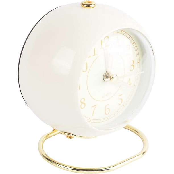 Retro Analog Alarm Clock, Bedside Alarm Clock with Loud Alarm, Battery Powered for Bedroom, Kitchen, Office (Beige)