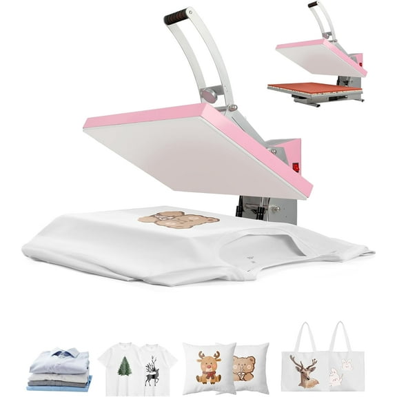 Esheno 16x24in Semi Auto Heat Press Machine 2000W Slide Out Base LCD Screen For T-Shirts DIY