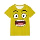 thumbnail image 2 of Blusas y camisas de manga corta con cuello redondo para niños y niñas, color liso, con estampado de expresión linda, manga corta, holgadas y cómodas, blusa para niña, 2 of 6
