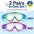 thumbnail image 6 of 2 Pack Goggles for Kids Toddler 3-15, Anti Fog No Leak Clear Swim Goggles for Boys Girls Pool Beach Swimming, 6 of 10