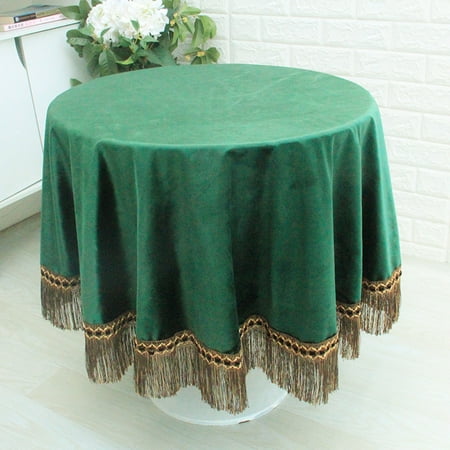 

Tablecloth For Round Table Solid Color Tablecloth Classic Dustproof Table Cover-Dark Green-130cm