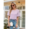 thumbnail image 5 of Womens Tops 2025 Fashion Bell Sleeve Casual T Shirts Summer Crewneck Basic Tee Cute Blouses Purple XL, 5 of 7