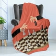 thumbnail image 4 of Board Game Soft Flannel Fleece Throw Blanket, Cartoon Chess Theme Illustration with 2 Businessman Playing, Cozy Plush for Indoor and Outdoor Use, 60" x 80", Coral Black, by Ambesonne, 4 of 5