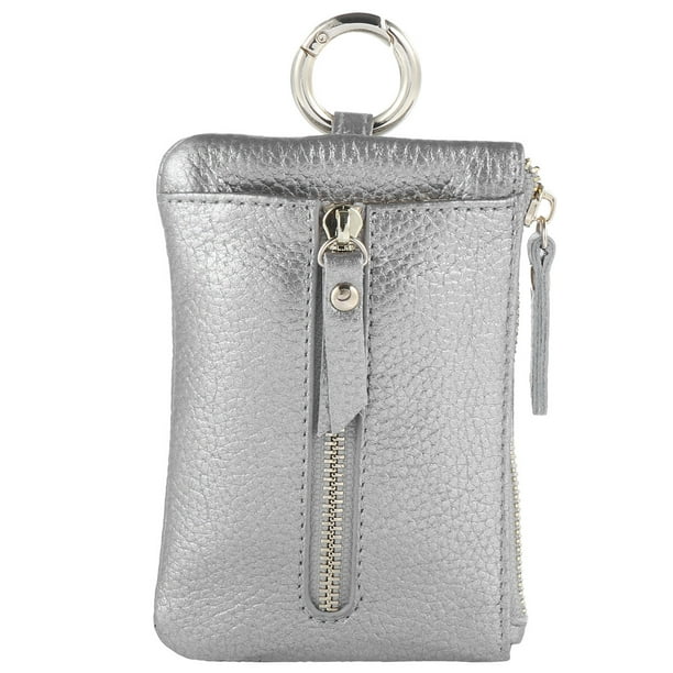 EeaseMX 1 monedero portátil multifuncional con cremallera para llaves, bolso de mano de cuero, monedero.