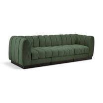 Meridian Furniture Quinn 101" 3-Piece Fabric Modular Sofa in Green