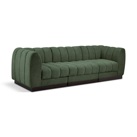 Meridian Furniture Quinn 101" 3-Piece Fabric Modular Sofa in Green