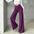 thumbnail image 5 of Lenpel Womens Work Pants Fashion Lounge Button High Waist Crossover Trousers Stretch Straight Leg Business Dress Slacks, 5 of 5
