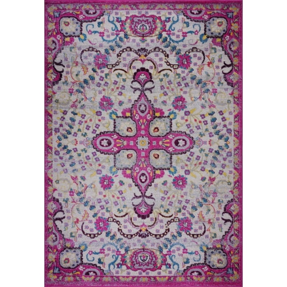 Ladole Rugs Darcy Persian Traditonal Design Beautiful Durable Soft Indoor Area Rug Carpet in Pink, 7x10 (6'5" x 9'5", 200cm x 290cm)