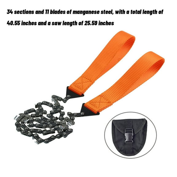 Kezqiaxn Home and Kitchen Gadgets Msyuusr Pocket Chainsaw 25.6 Inch Survival Saw with Handles, Pocket Rope Saw Portable Folding Hand Chain Saw with Bag for Outdoor Survival Camping Hunting Tree Orange