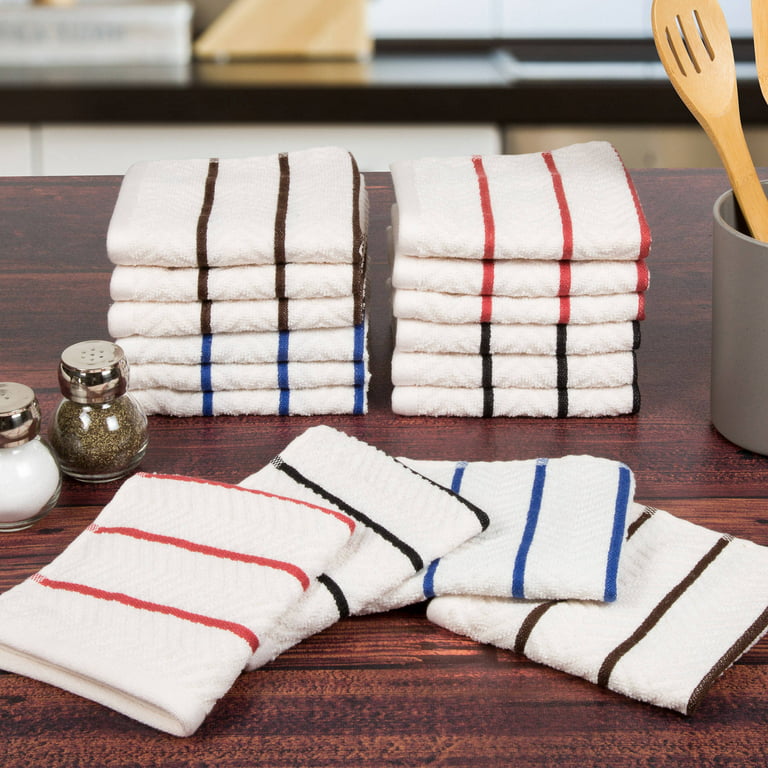 Lavish Home 100% Cotton Dish Cloth Wash Cloth Hand Towel Set of 8 or 16  Kitchen Bathroom Linens Cleaning Bathing