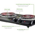 thumbnail image 2 of Ovente Electric Double Coil Burner 6 & 5.75 Inch Hot Plate Cooktop with Dual 5 Level Temperature Control & Easy Clean Stainless Steel Base 1700W Portable Stove for Home Dorm Office Black BGC102B, 2 of 8